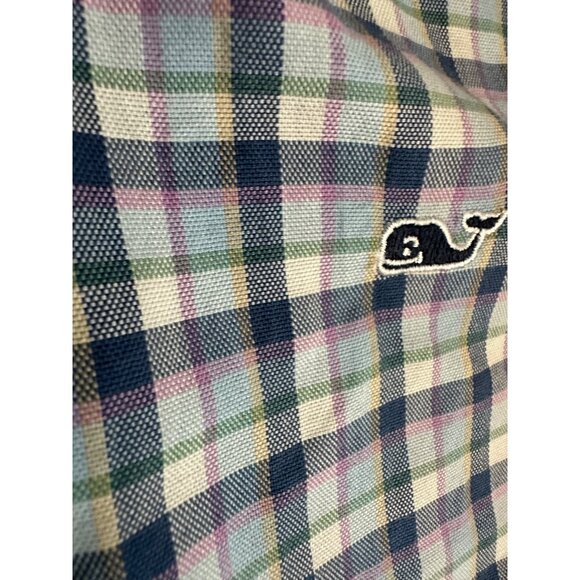 Vineyard Vines Boys Size Medium 12/14 Knit Long Sleeve Plaid Whale Button Down - Picture 4 of 5